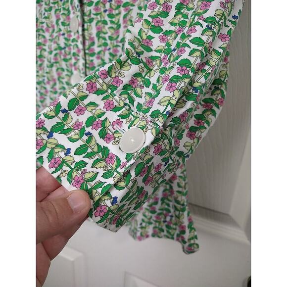 Westbound Woman 6p Shirt Collared Button V Neck Green Floral 3/4 Sleeve - Picture 7 of 10